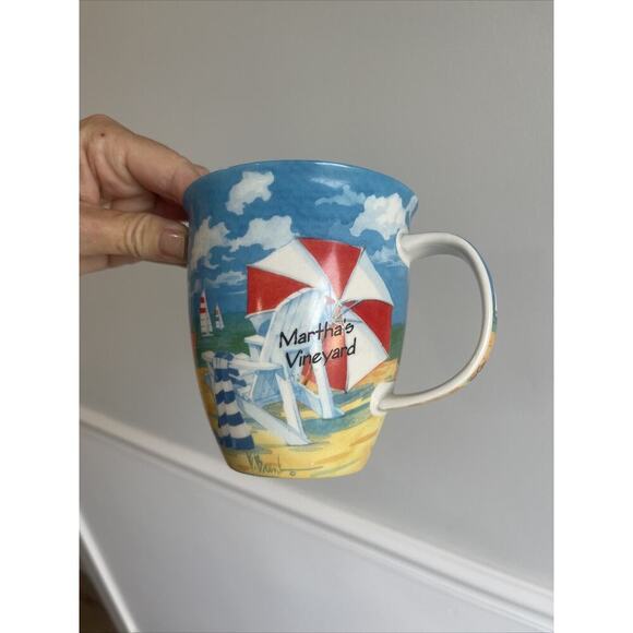 Martha’s Vineyard Cape Shore Coffee Mug Cup Paul Brent Seaside Beach Sailing - Picture 1 of 10